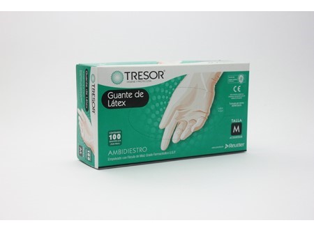  GUANTES EXAM. LATEX T-M CJX100 C/POLVO TRESOR 