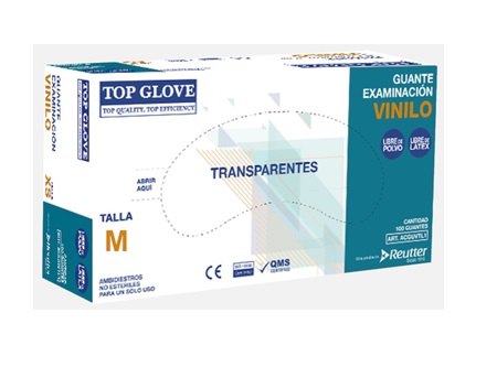 GUANTES EXAM. VINILO T-M CX100 S/P TRANSP. TRESOR 