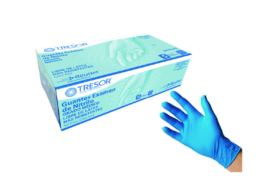  GUANTES EXAM. NITRILO T-L CJX100 S/POLVO AZUL TRES 