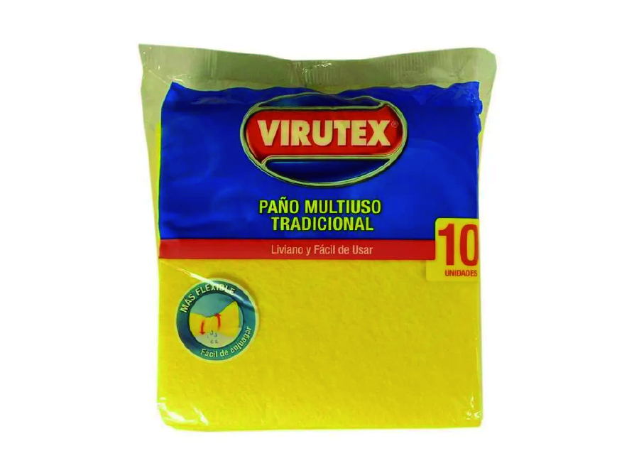 PANO MULTIUSO X 10 UN. 34 X 34 AMARILLO VIRUTEX