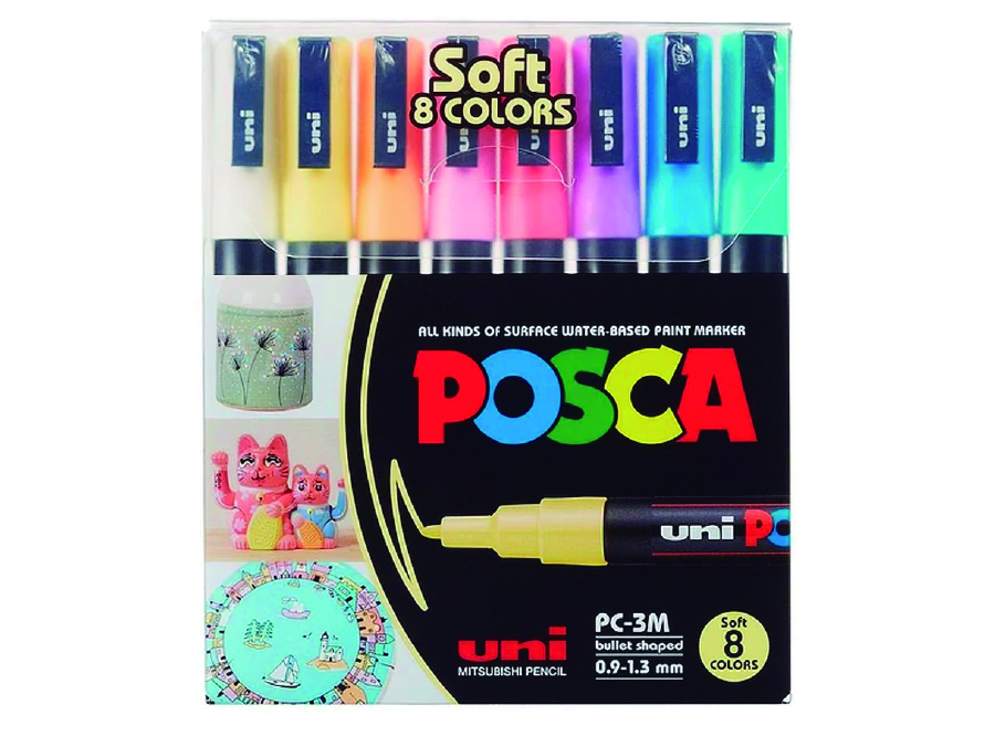  MARCADOR ACRILICO POSCA 3M SET 8 COLORES PASTEL 