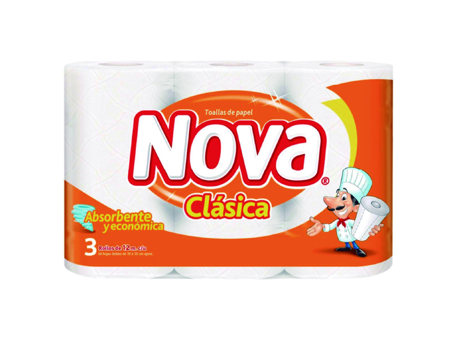 TOALLA PAPEL 3 ROLL. 12 MT. NOVA CLASICA 