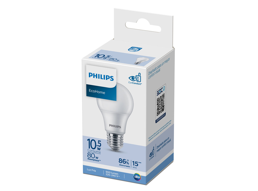  AMPOLLETA LED 10.5W ECOHOME LUZ FRIA 6500K PHILIPS 