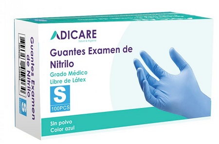  GUANTES EXAM. NITRILO T-S CX100 S/P AZUL ADICARE 