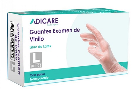  GUANTES EXAM. VINILO T-L CX100 C/P TRANSP. ADICARE 