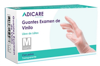  GUANTES EXAM. VINILO T-M CX100 C/P TRANSP ADICARE 