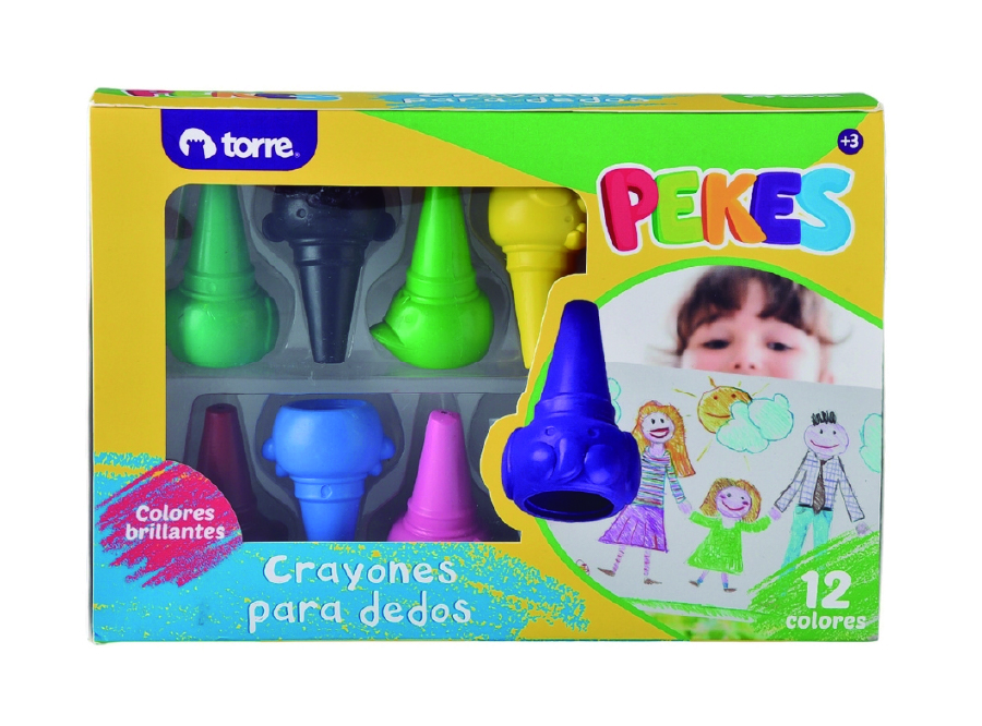  CRAYON 12 COLORES P/DEDOS PEKES TORRE 