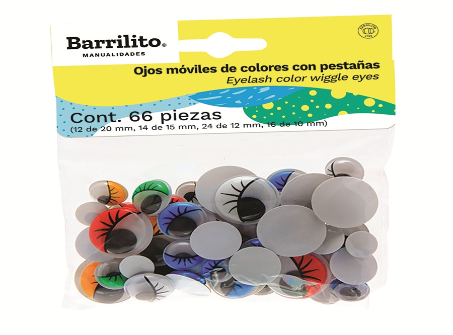  MANUALIDADES OJOS MOVILES C/PESTA�A PQT X 66 UN BA 