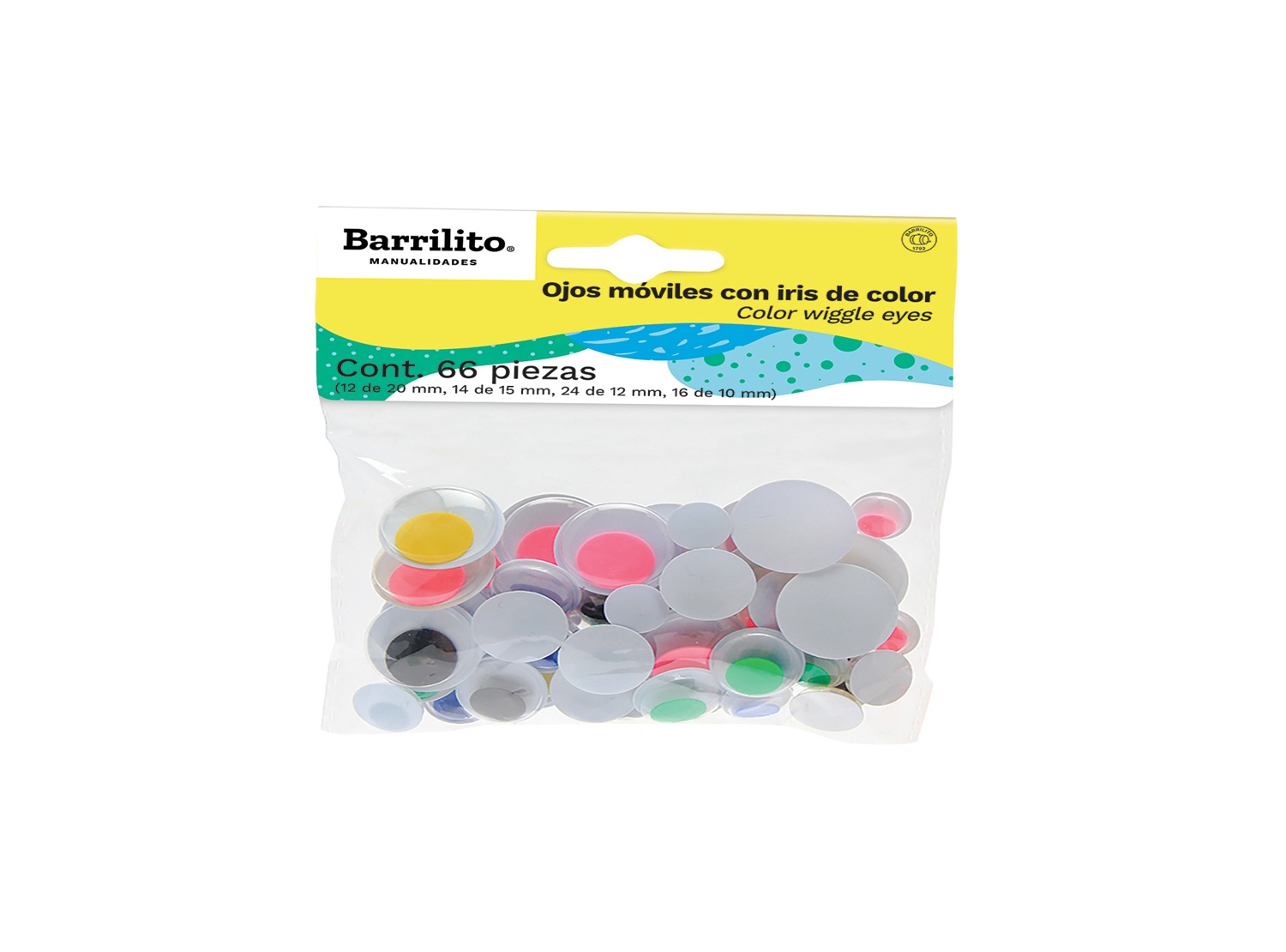 MANUALIDADES OJOS MOVILES COL. SURTIDOS PQT X 66 