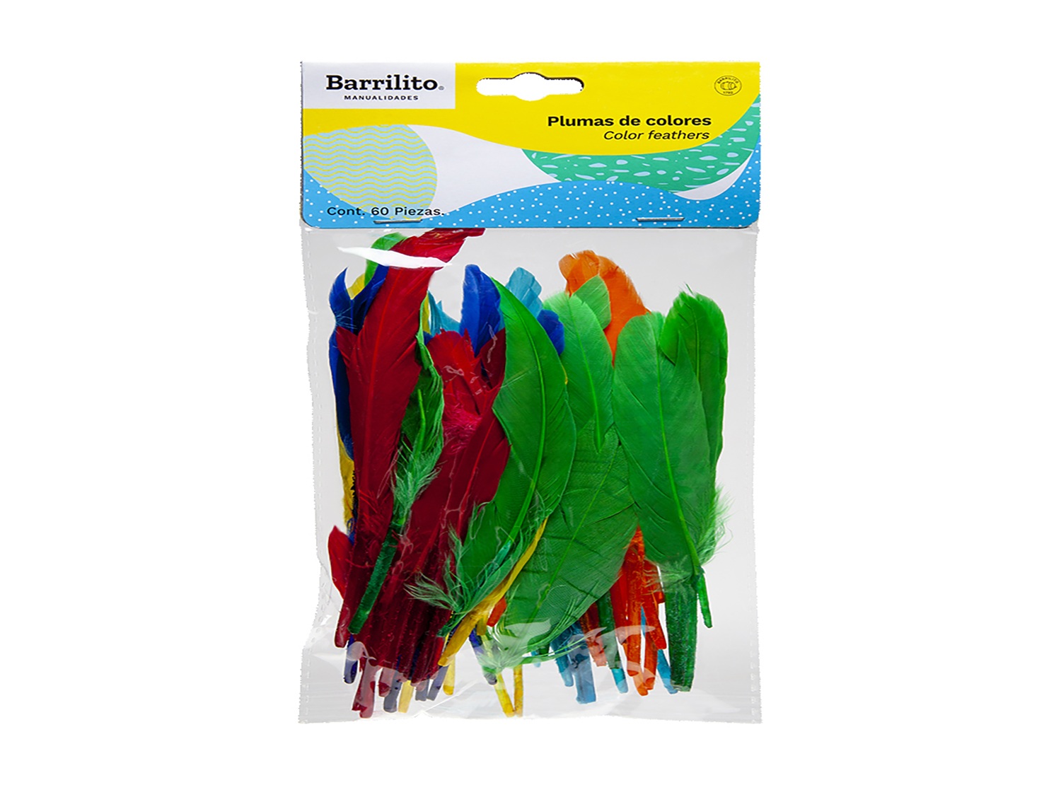  MANUALIDADES PLUMAS PEQ. COL. SURTIDO PQT X 60 UN 
