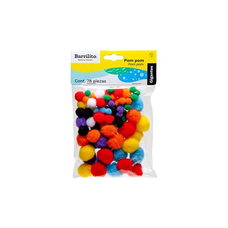  MANUALIDADES POM POM COL/TAMA�O SURTIDO PQT X 78 U 