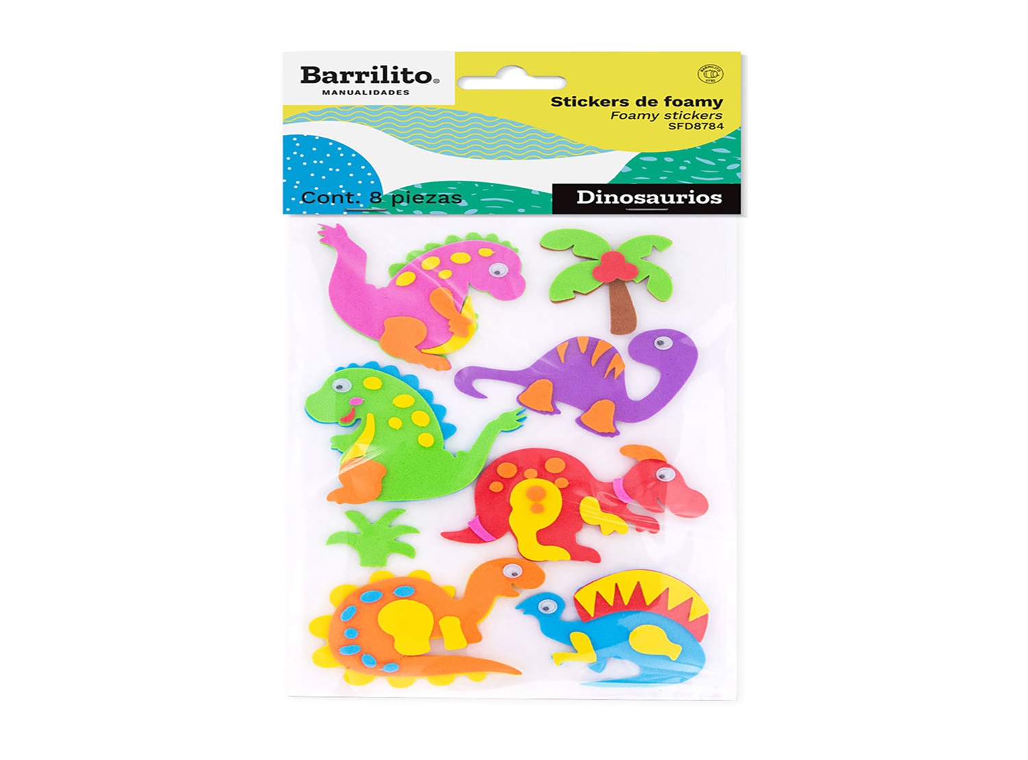  STICKERS GOMA EVA FIG. DINOSAURIO SET X 8 UN BARRI 