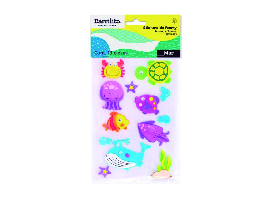  STICKERS GOMA EVA FIG. MAR SET X 13 UN BARRILITO 