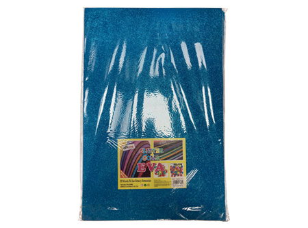  GOMA EVA 40X60 X 10 PLIEGOS GLITTER CELESTE OFFION 