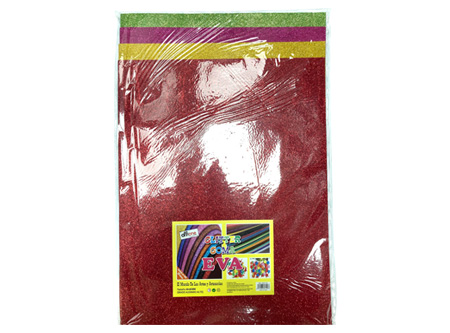  GOMA EVA 40X60 X 10 PLIEGOS GLITTER COL. SURTIDO O 