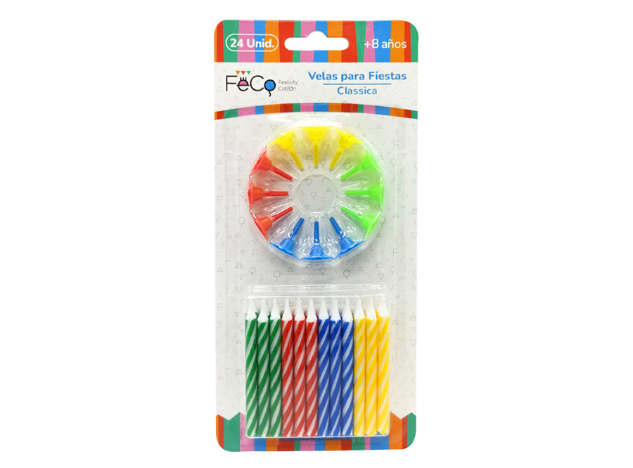  VELA CUMPLEA�OS SURTIDAS X 24 UN FECO 