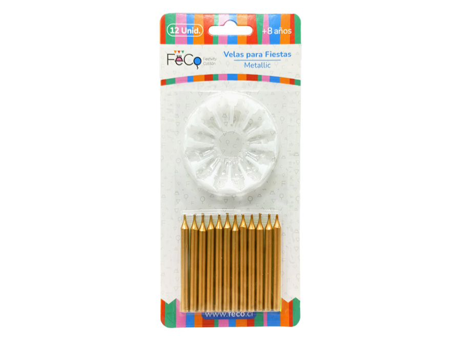  VELA CUMPLEA�OS DORADAS X 12 UN FECO 