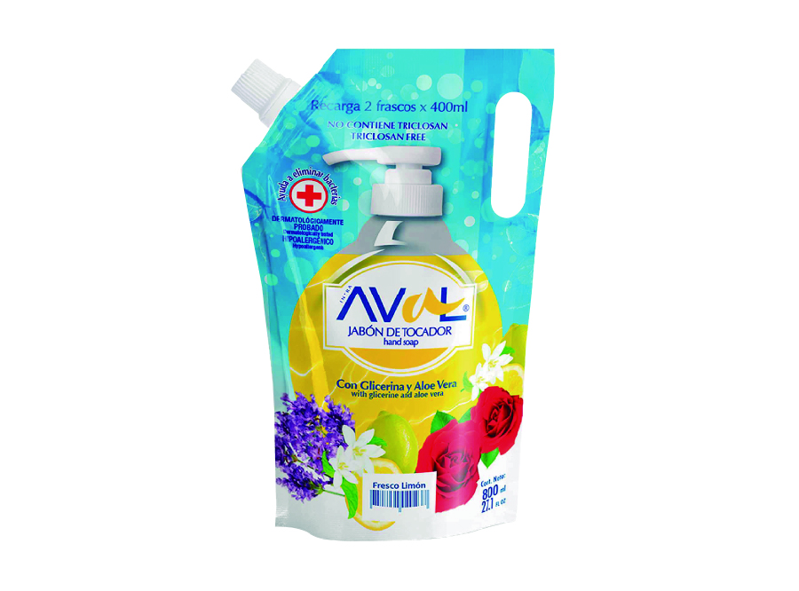  JABON LIQ. 800 ML. AVAL RECARGA LIMON 