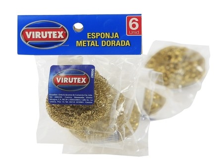  ESPONJA ACERO DORADA X 6 UN MEDIANA OROTEX VIRUTEX 