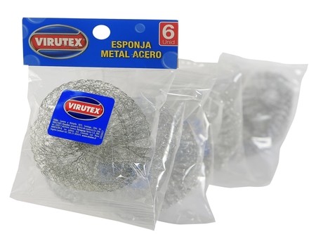  ESPONJA ACERO REDONDA X 6 UN OLLAS VIRUTEX 