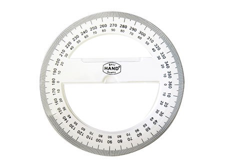  TRANSPORTADOR 10 CM 360o. TRANSPARENTE HAND 