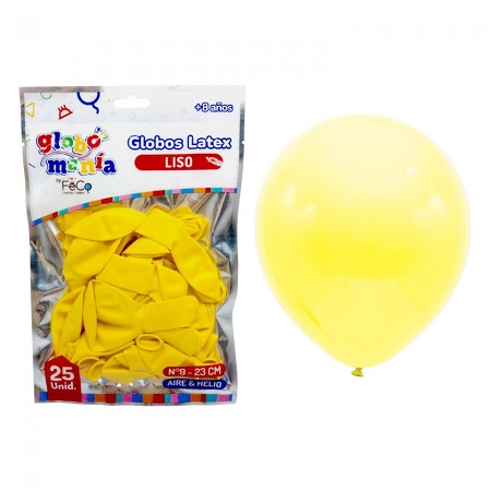  GLOBOS N. 9 LISO X 25 UN AMARILLO GLOBOMANIA 