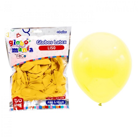  GLOBOS N. 9 LISO X 50 UN AMARILLO GLOBOMANIA 