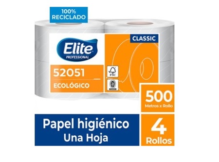  PAPEL HIG. 4 ROLLOS 500 MT H/S ELITE NATUR* 